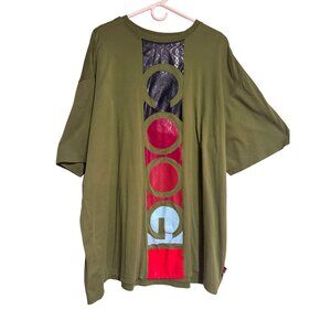 Coogi XXXL Made in Korea Olive Graphic Tee – Rare Vertical Circle Panel Logo – V